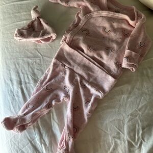 Pink Rainbow Footed newborn set